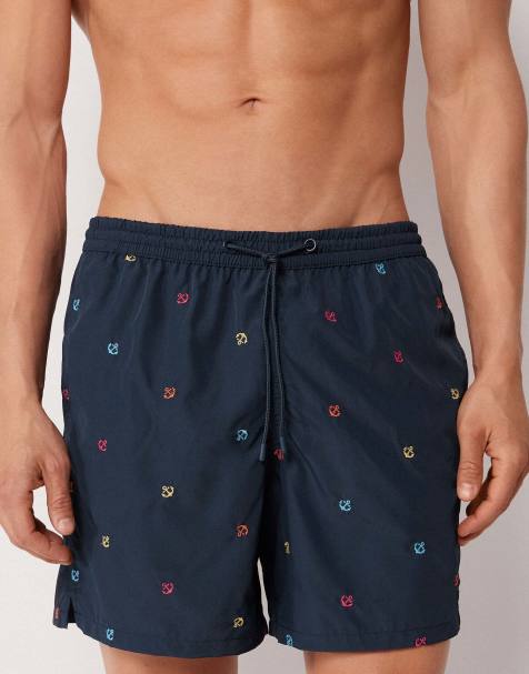 Calzedonia Men’s pattern swim boxer formentera in multicolour anchors - view 1
