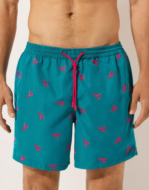 Calzedonia Men’s pattern swim boxer formentera in red lobster - view 1