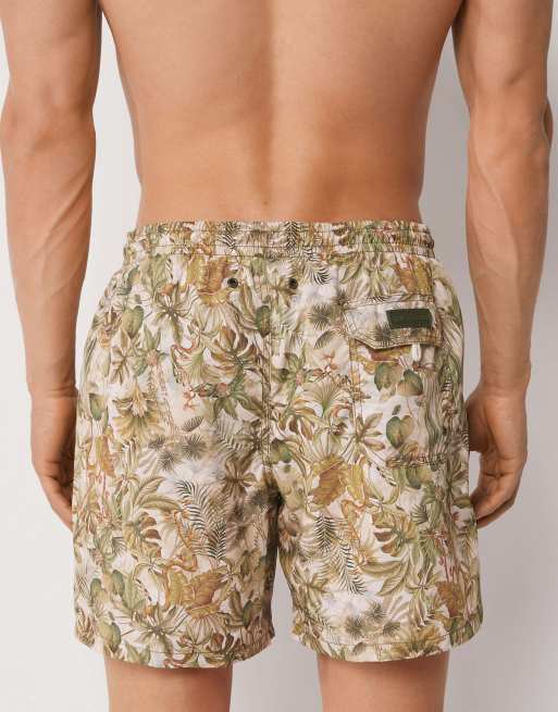 Calzedonia Men’s printed swim boxer formentera in beige/green, 2 of 5