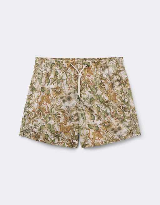 Calzedonia Men’s printed swim boxer formentera in beige/green, 5 of 5