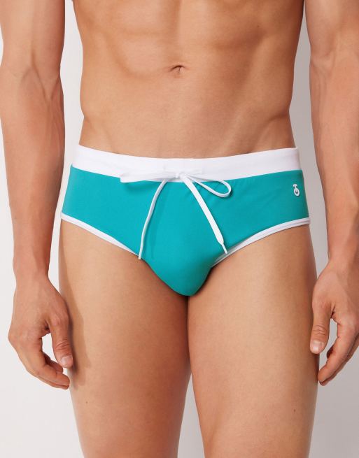 Calzedonia Men’s swim briefs malindi in tropical blue white, 2 of 4