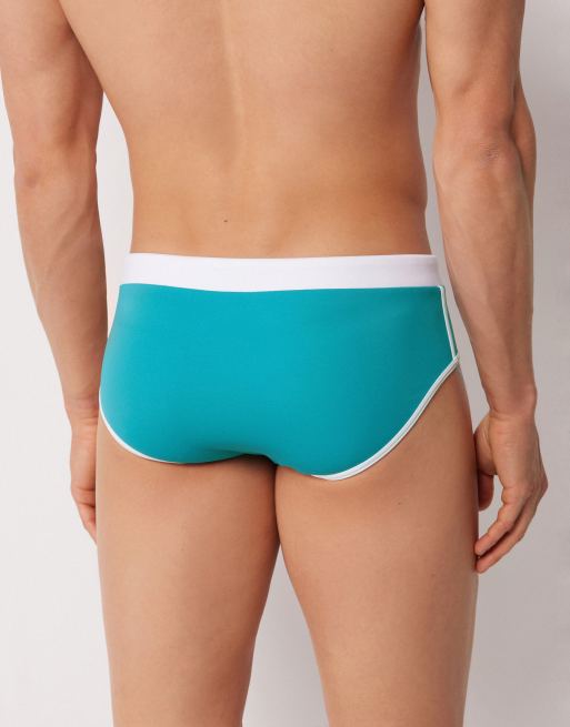 Calzedonia Men’s swim briefs malindi in tropical blue white, 4 of 4
