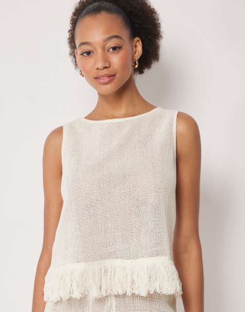 Calzedonia Mesh beach top in buttercream white - view 1