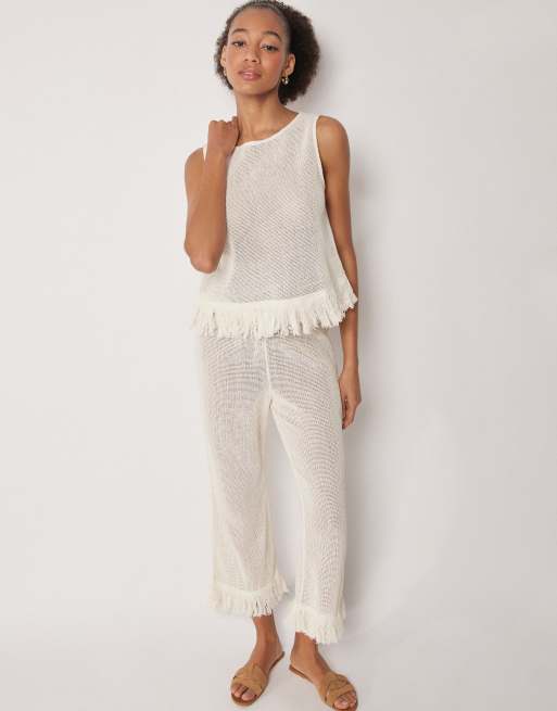 Calzedonia Mesh beach trousers in buttercream white, 3 of 3