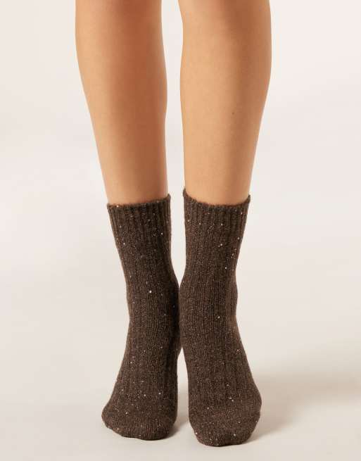 Calzedonia Micro sequinned socks in brown