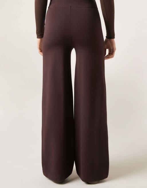 Calzedonia Milano knit palazzo trousers in brown, 2 of 5