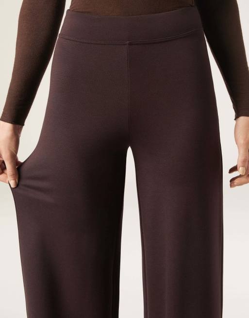 Calzedonia Milano knit palazzo trousers in brown, 3 of 5