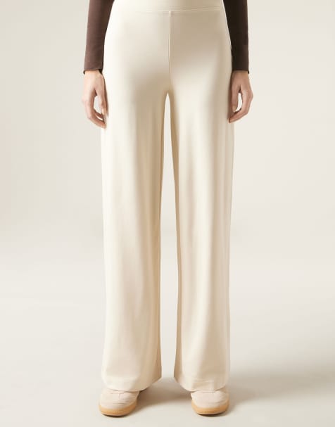 Calzedonia Milano knit palazzo trousers in natural