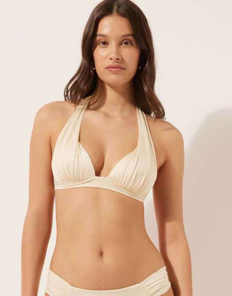 Calzedonia mix & match bikini in shiny satin buttercream white - view 1