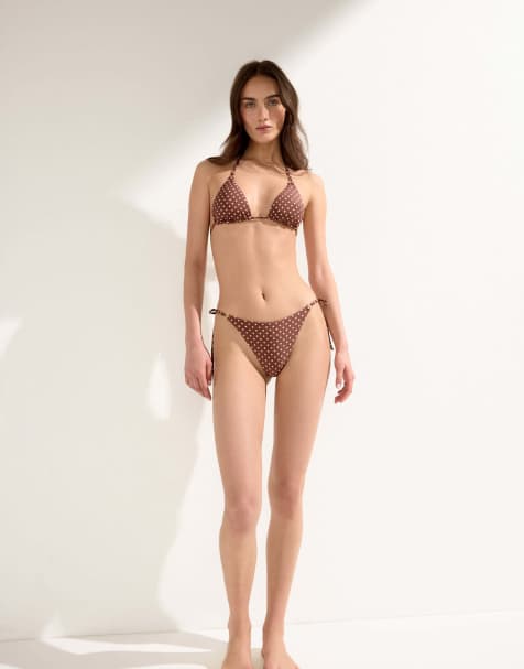 Calzedonia mix & match triangle bikini polka dot in coffee brown - view 1