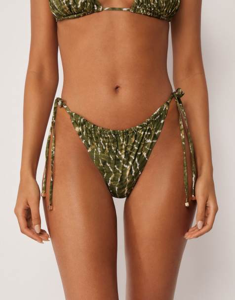 Calzedonia Natural tie-dye bikini bottoms in green - view 1