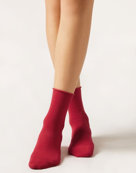 Calzedonia Non-elastic ankle socks in intense red - view 1