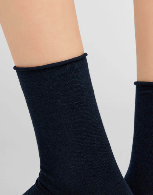 Calzedonia Non-elastic cotton ankle socks in blue, 2 of 4