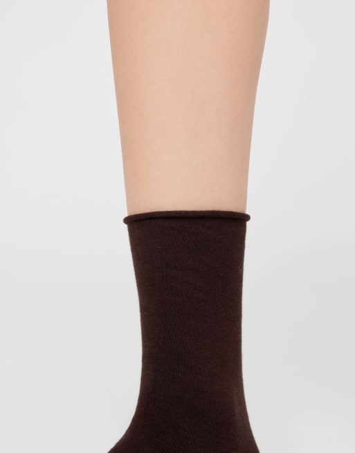 Calzedonia Non-elastic cotton ankle socks in brown, 2 of 4