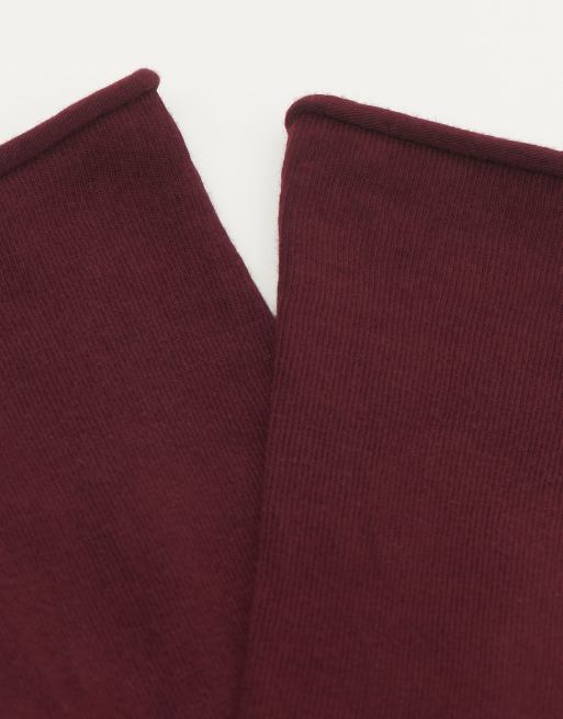 Calzedonia Non-elastic cotton ankle socks in burgundy, 2 of 4