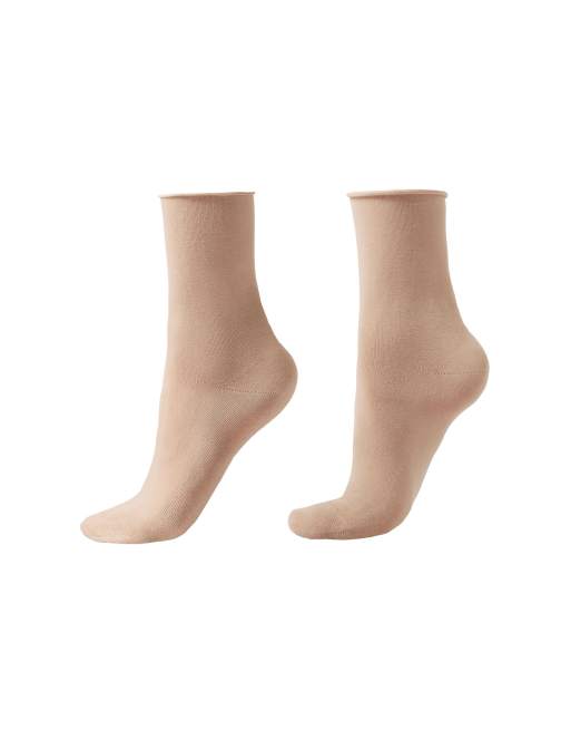 Calzedonia Non-elastic cotton ankle socks in dusty pink, 4 of 4