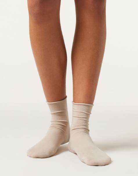 Calzedonia Non-elastic cotton ankle socks in natural ginger - view 1