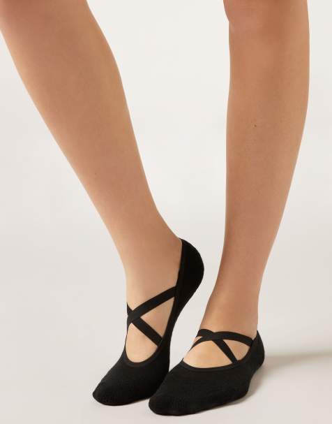 Calzedonia Non-slip crossover pilates socks in black - view 1