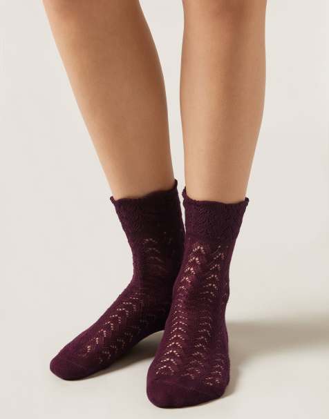 Calzedonia Openwork socks in bordeaux - view 1