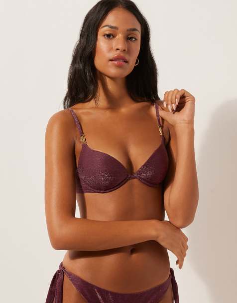 Calzedonia Padded push-up bikini top golden glow in golden burgundy - view 1