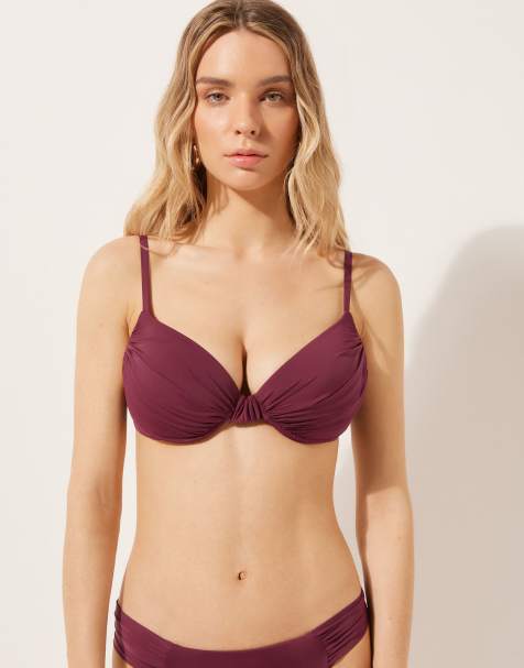 Calzedonia Padded push-up bikini top indonesia in burgundy red indonesia
