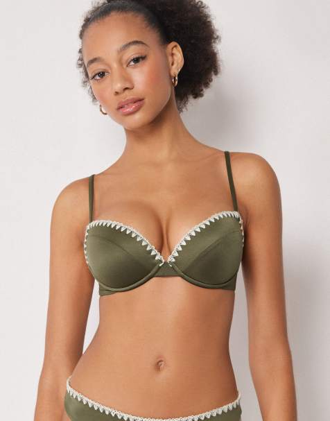 Calzedonia Padded push-up bikini top refined shine in green - view 1