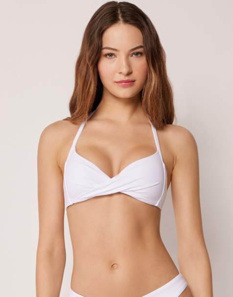 Calzedonia Padded triangle bikini top premium fit in white - view 1