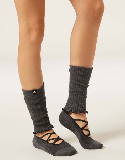 Calzedonia Pilates socks with leg warmers in charcoal grey ribbed - view 1