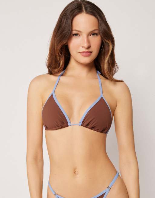 Calzedonia mix & match bicolor piping bikini in coffee brown, 5 of 5