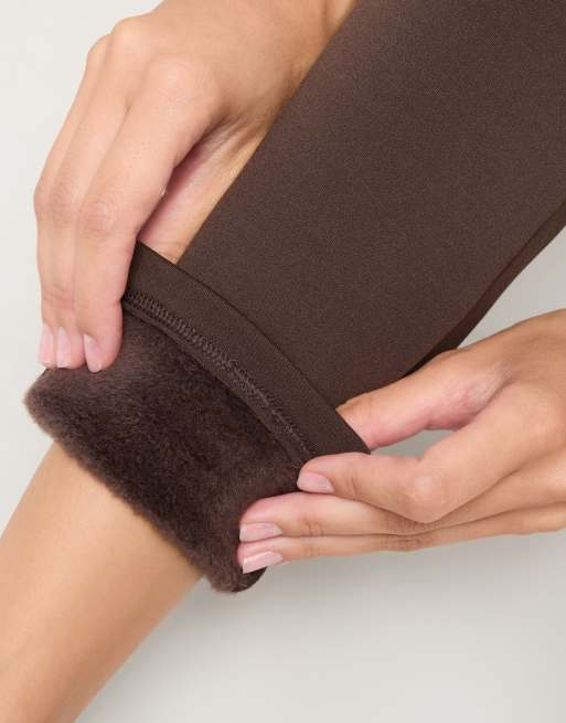 Calzedonia Plush thermal leggings in brown, 5 of 6