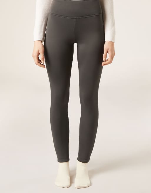 Calzedonia Plush thermal leggings in charcoal grey, 2 of 4