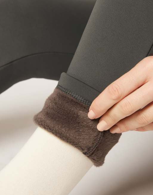 Calzedonia Plush thermal leggings in charcoal grey, 3 of 4