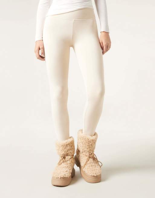 Calzedonia Plush thermal leggings in natural, 4 of 4