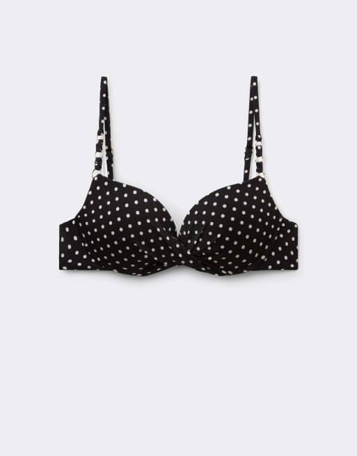 Calzedonia Polka Dot push-up bikini top in black, 5 of 5