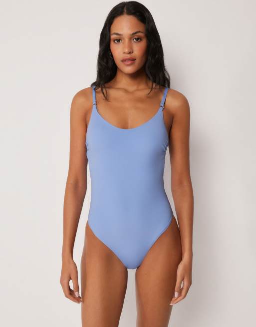 Calzedonia Premium Fit classic one-piece swimsuit in powder blue, 4 of 4