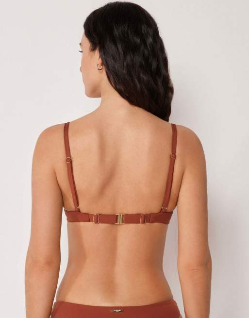 Calzedonia Premium Fit push up bikini top in amber brown, 2 of 5