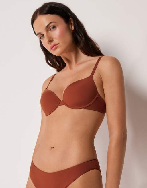 Calzedonia Premium Fit push up bikini top in amber brown, 4 of 5