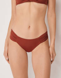Calzedonia Premium Fit ruched brazilian bikini bottom in amber brown