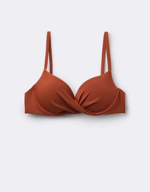 Calzedonia Premium Fit super push up bikini top in amber brown, 5 of 5