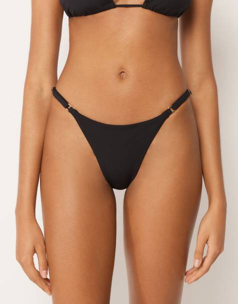 Calzedonia Premium Fit thong bikini bottom in black - view 1