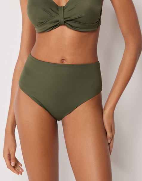 Calzedonia Premium sculpt high waisted bikini bottoms in dark green - view 1