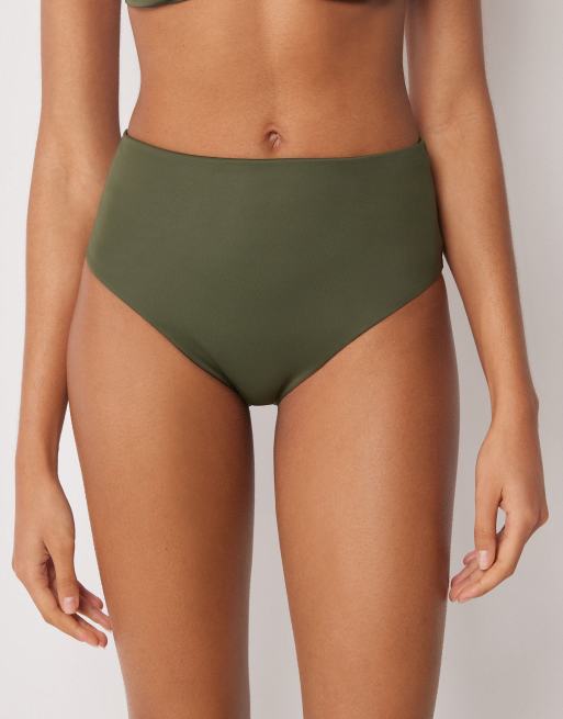 Calzedonia Premium sculpt high waisted bikini bottoms in dark green, 4 of 4