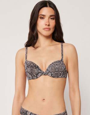 Calzedonia Push-up bikini top classic snake in brown