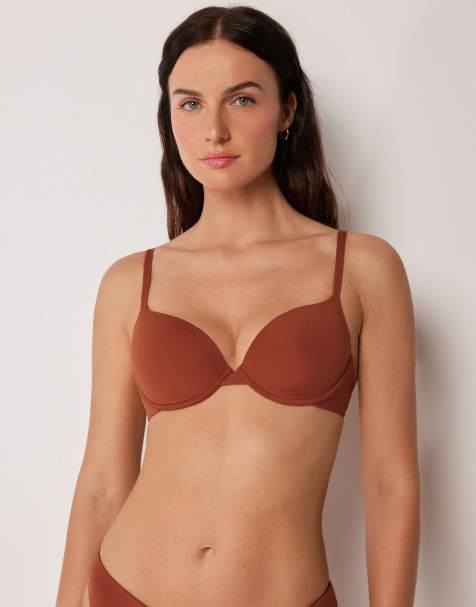 Calzedonia Premium Fit push up bikini top in amber brown