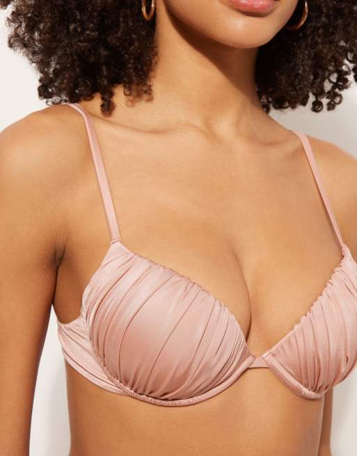 Calzedonia Push-up bikini top shiny satin in shiny satin powder pink, 2 of 3
