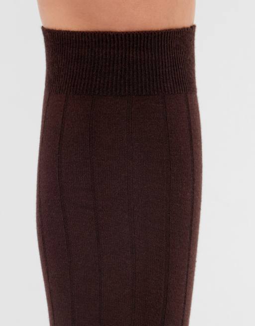 Calzedonia Ribbed long socks in brown, 2 of 3