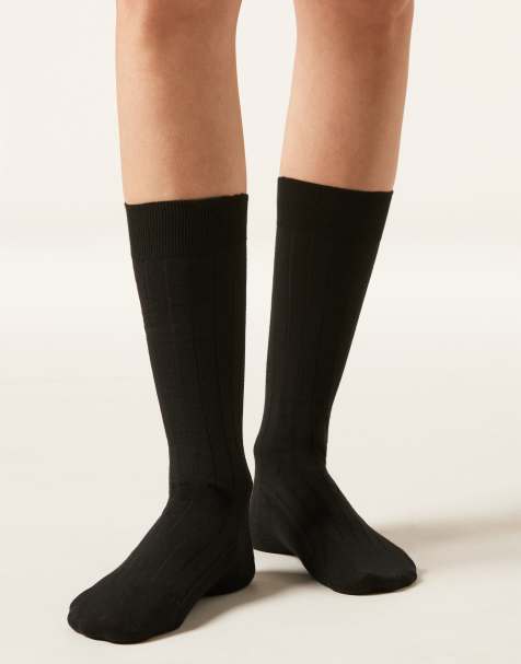 Calzedonia Ribbed mid-calf socks in black - view 1