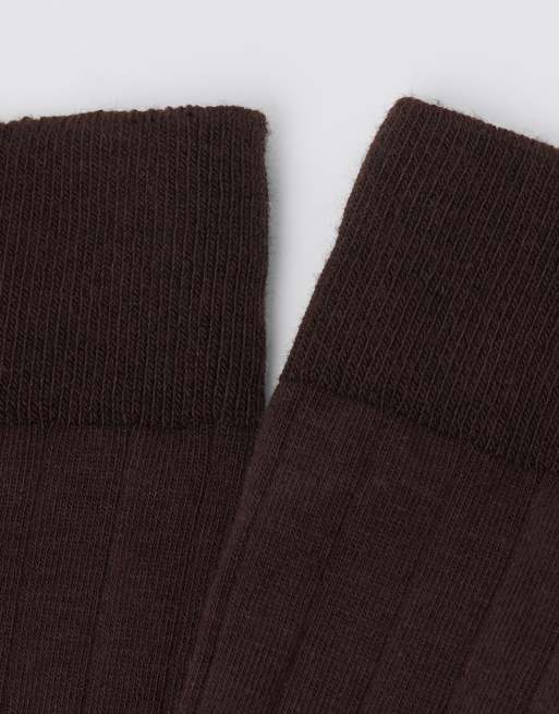 Calzedonia Ribbed mid-calf socks in brown, 2 of 4