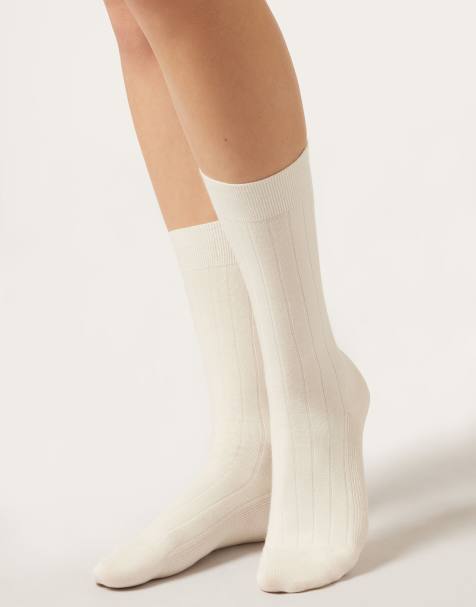 Calzedonia Ribbed mid-calf socks in milk - view 1