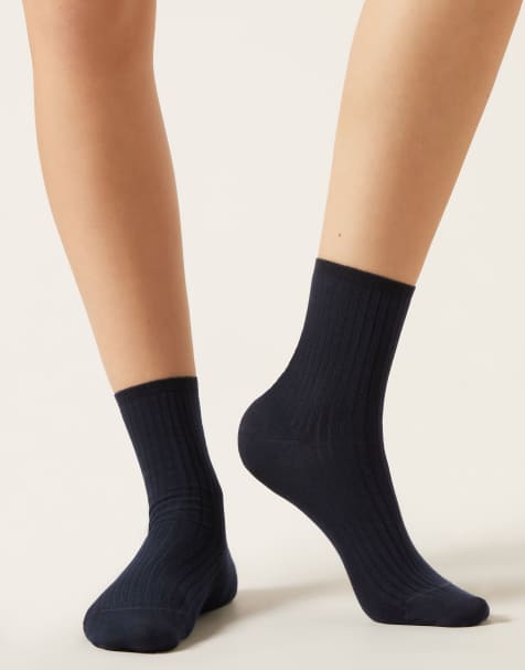 Calzedonia Ribbed short socks in blue - view 1